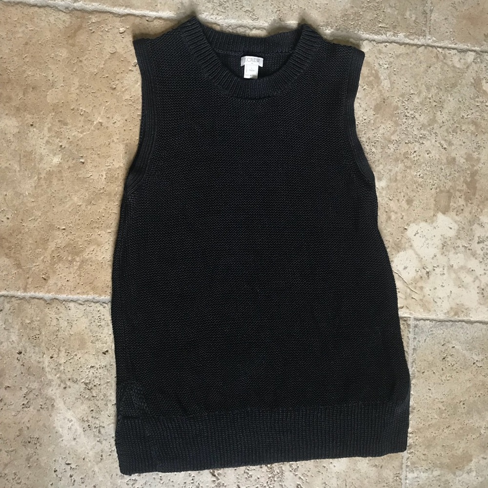 J Crew Petite Black 100% linen Sweater Tank Top